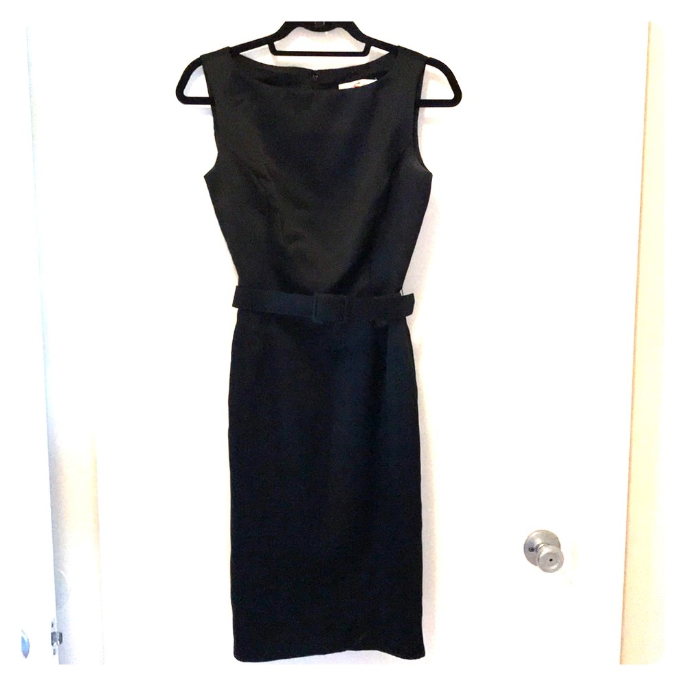 Black satin dress. Appropriate for cocktail party